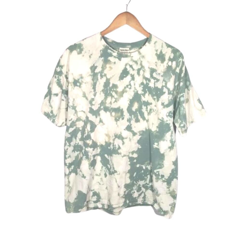 Upcycled Custom Bleached Tie Dye Green T-Shirt Sz XL